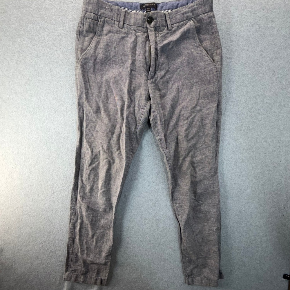 Banana Republic Aiden Fit Linen Cotton Blend Slim Pants Mens 31x32 Gray